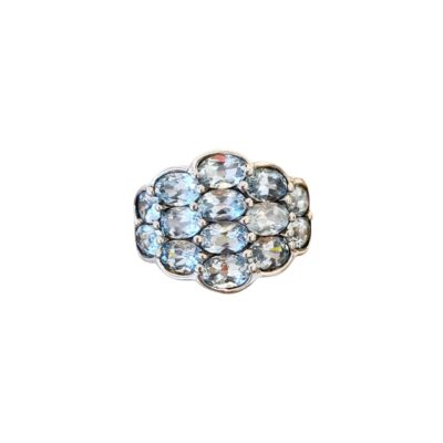 R0090 925 Silver cluster Ring Set with 14pcs  Aquamarine (2.50cts )