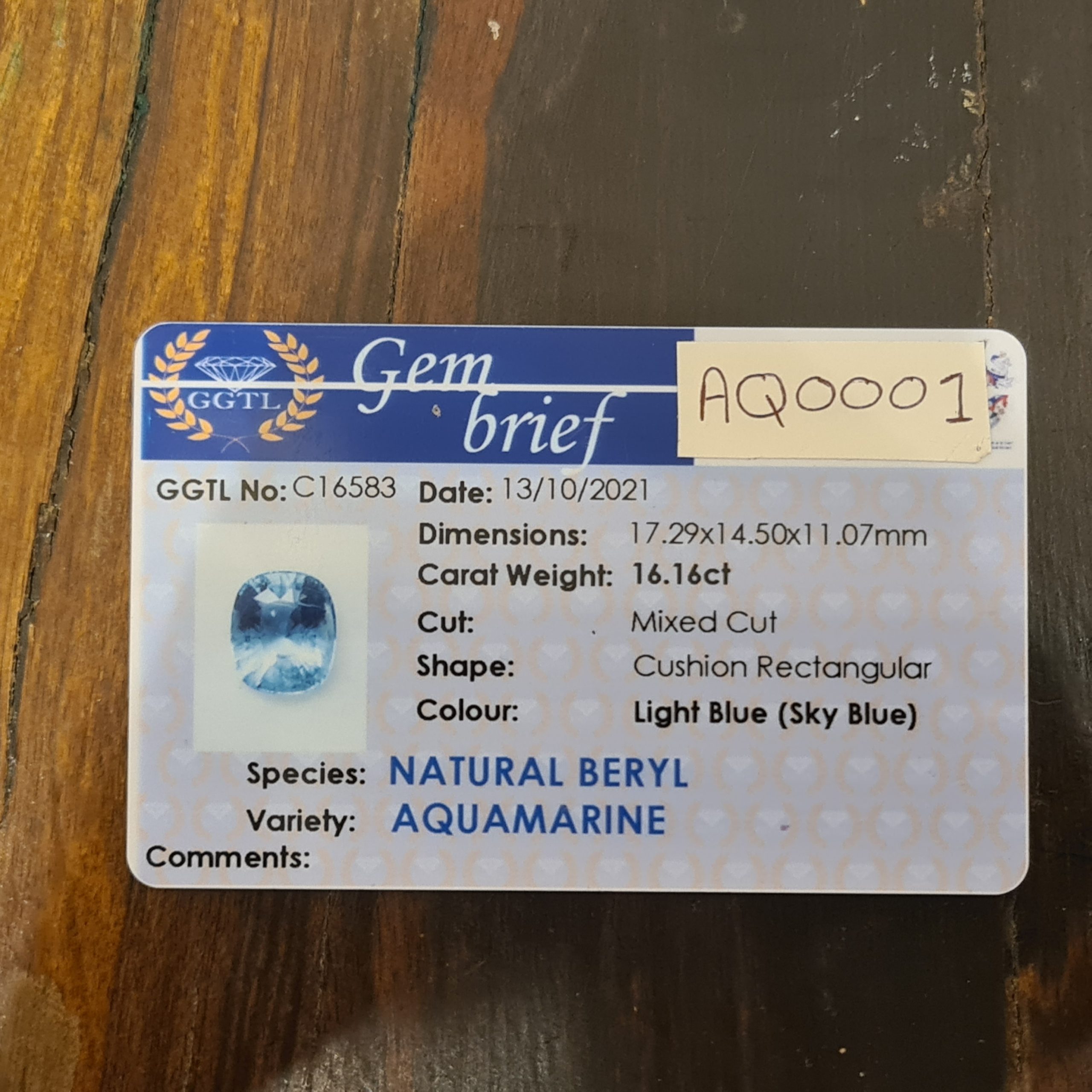 AQ0001 Aquamarine 16.16ct - Image 3