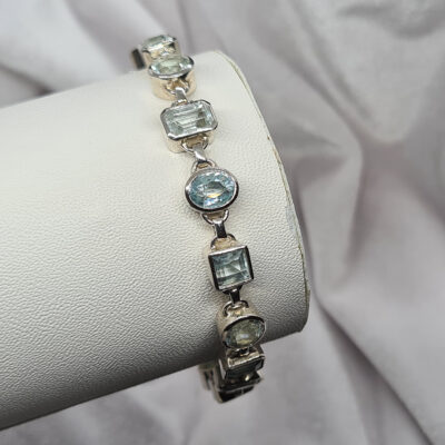 B0008 Silver Aquamarine Bracelet