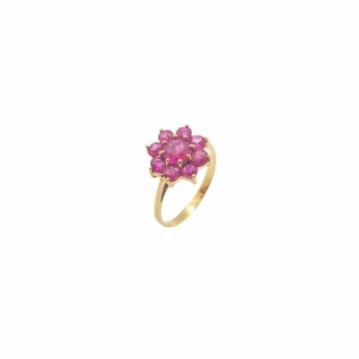 Flower Shaped Ruby in 14k Gold Ring