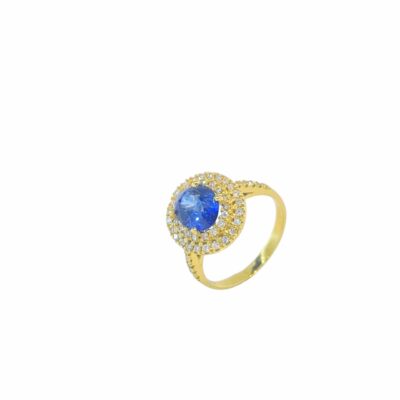 "Blue Masterpiece" Sri Lankan Vivid Cornflower Blue Sapphire in double cluster Diamond ring 14K yellow gold