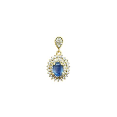 P0010 925 Silver Pendant set with 1 pc Blue Sapphire (0.00Cts) and AD