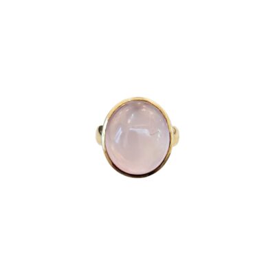 R0011 925 Silver Ring set with 1 pc Cabochon Rose Quartz (35.00Cts)