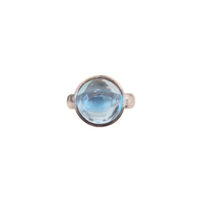 R0009 925 Silver Ring set with 1 pc Cabochon Blue Topaz (12.00Cts)