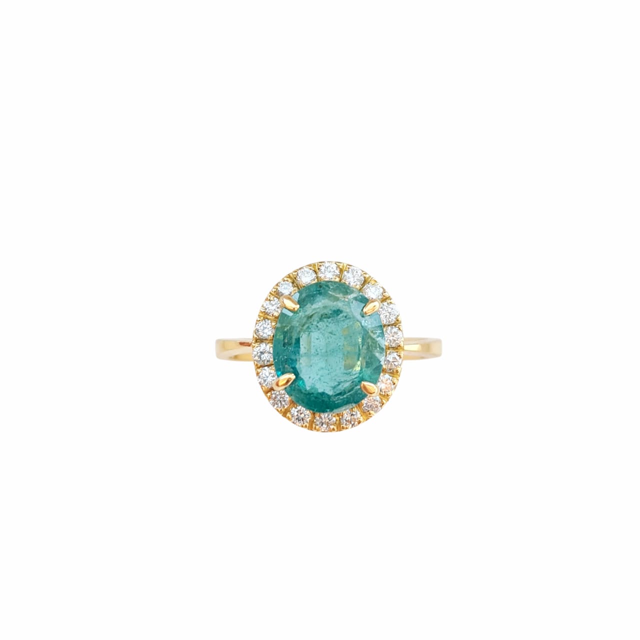 “The Verdant Grace” – Natural Beryl Emerald & Diamond Ring in 16K Yellow Gold - Image 2