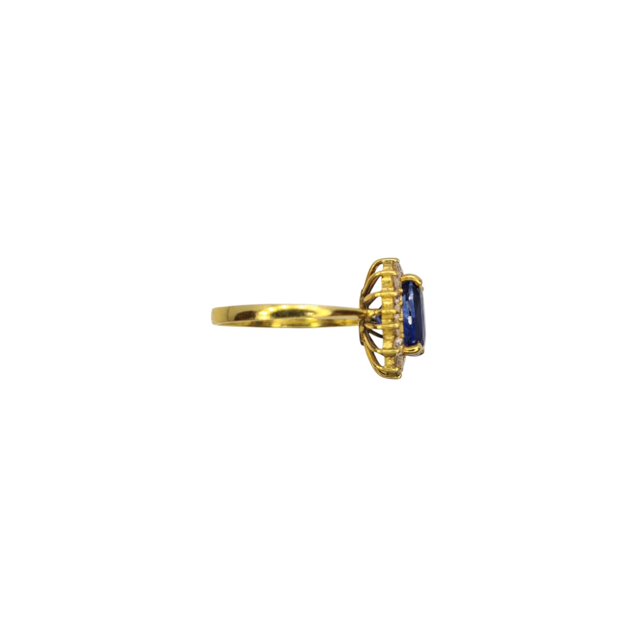 "Blue Destiny" a Superb Sri Lankan Royal Blue Sapphire & Diamond in 14K yellow gold Ring - Image 3