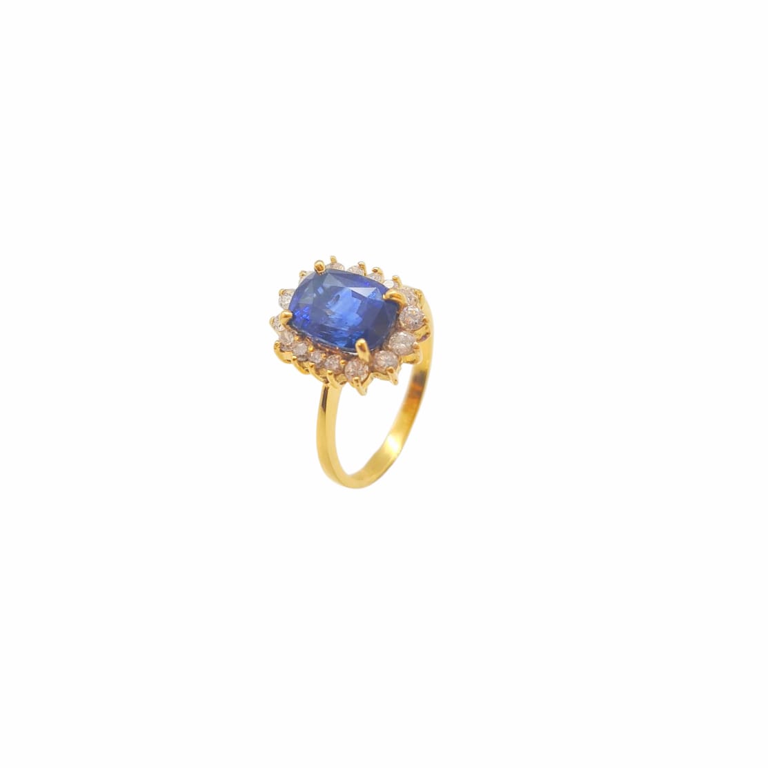 "Blue Destiny" a Superb Sri Lankan Royal Blue Sapphire & Diamond in 14K yellow gold Ring